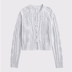 Cable-Knit Shrunken Crew Cardigan